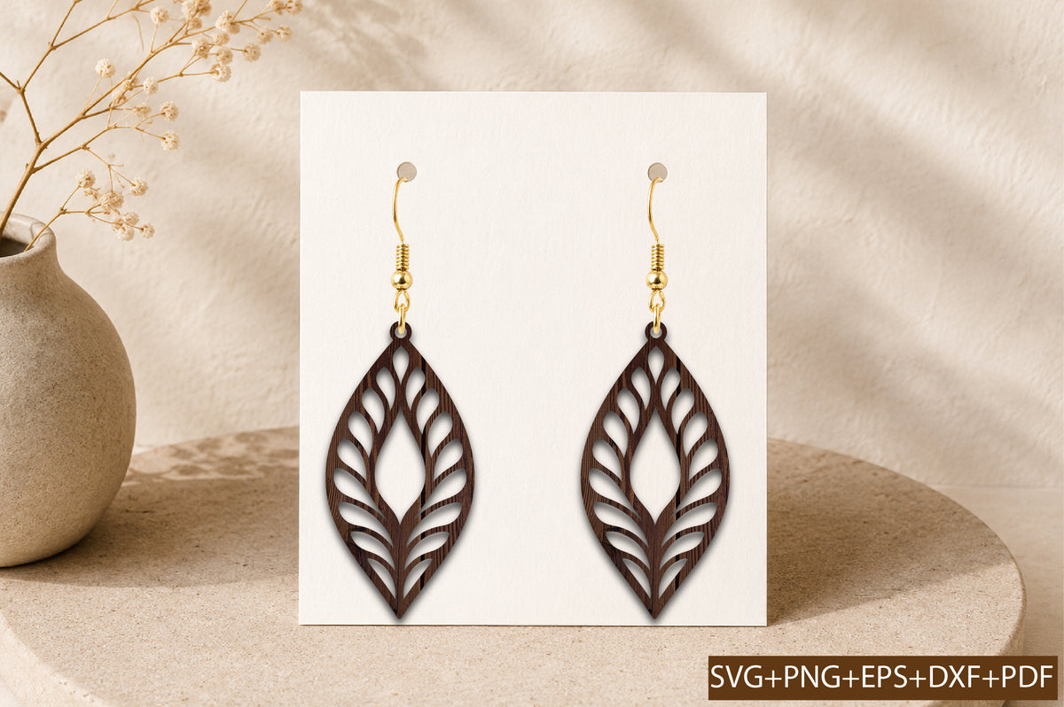 Botanical Leaf Drop Earrings SVG