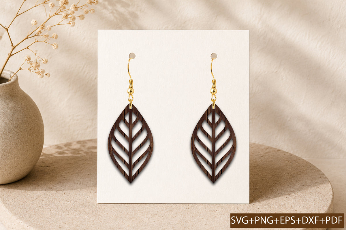 Botanical Leaf Earrings SVG