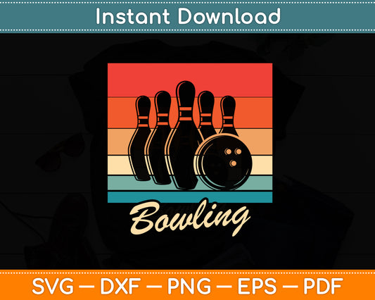 Bowling Retro Style Vintage Svg Png Dxf Digital Cutting File