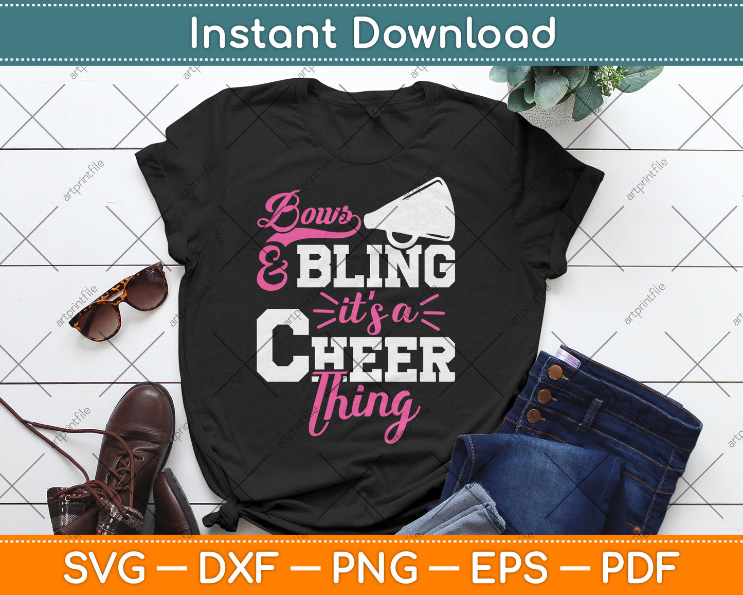 Bows & Bling It's A Cheer Thing Cheerleading Svg Digital Cutting File