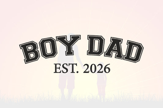 Boy Dad EST 2026 Embroidery Design, Cute Father Son Machine Embroidery Pattern, Dad and Son Embroidery Design