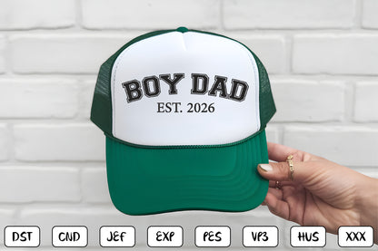 Boy Dad EST 2026 Embroidery Design, Cute Father Son Machine Embroidery Pattern, Dad and Son Embroidery Design