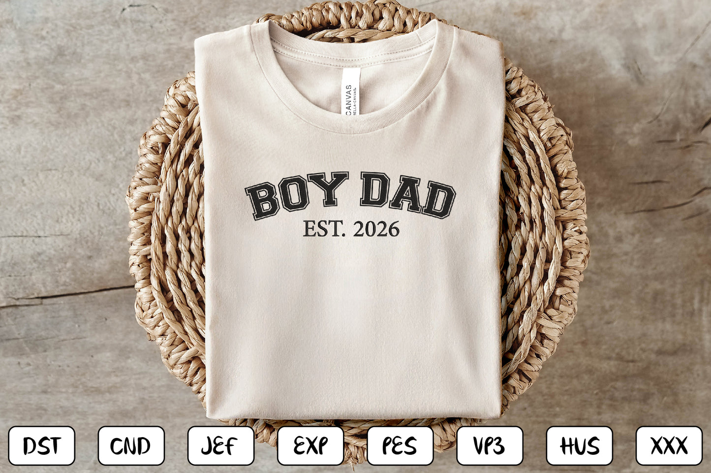 Boy Dad EST 2026 Embroidery Design, Cute Father Son Machine Embroidery Pattern, Dad and Son Embroidery Design