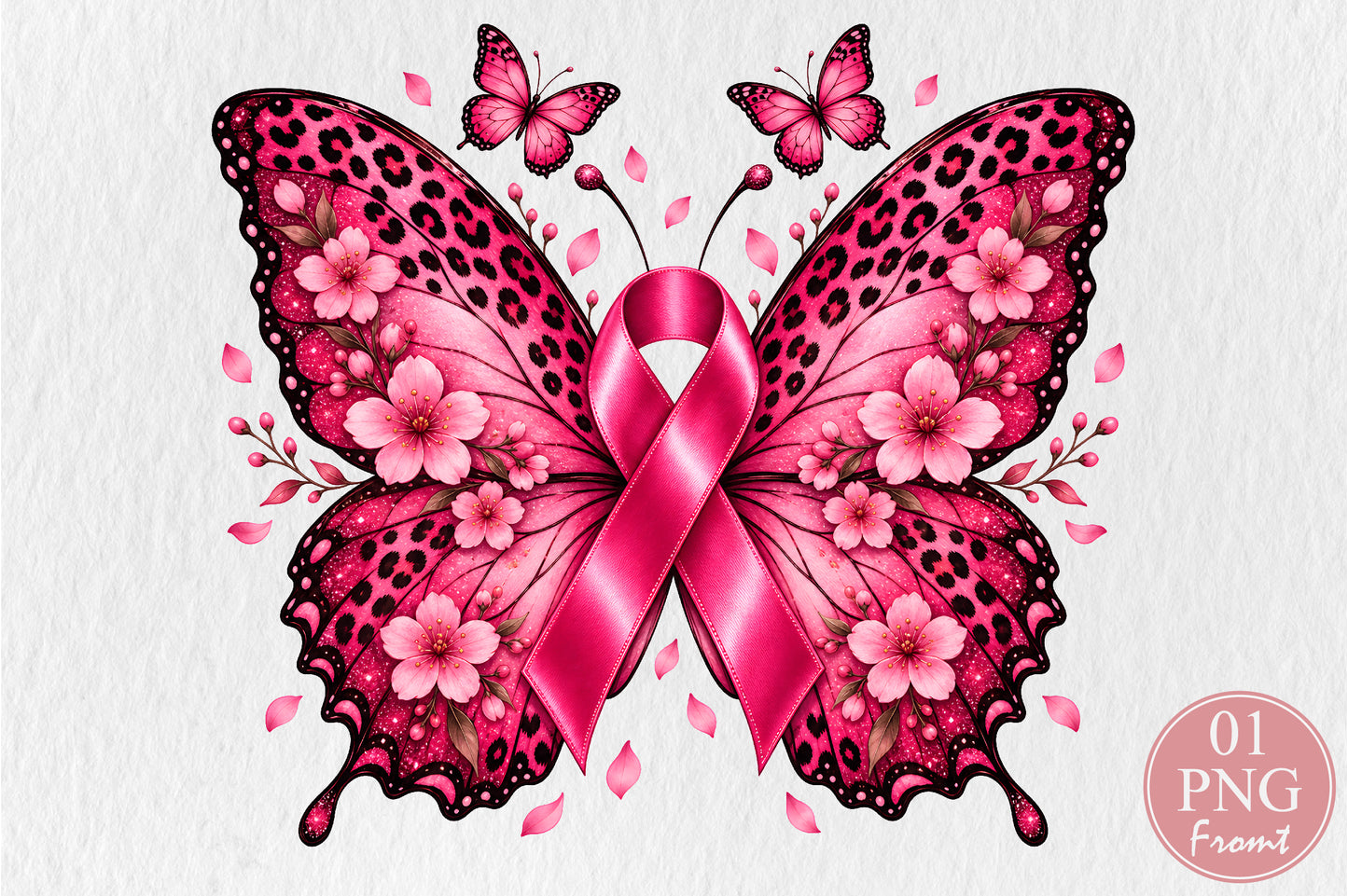 Breast Cancer Awareness Butterfly PNG Pink Ribbon Sublimation