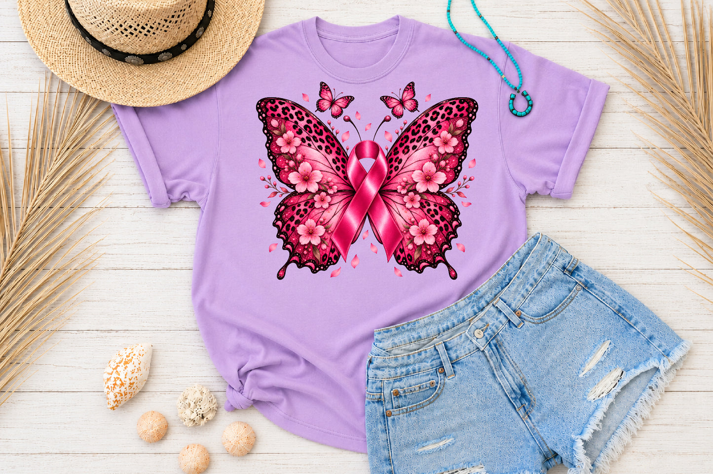 Breast Cancer Awareness Butterfly PNG Pink Ribbon Sublimation