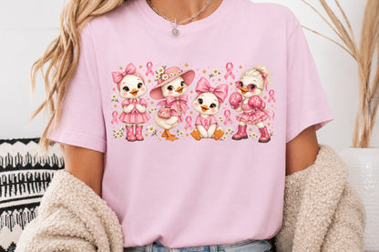 Breast Cancer Awareness Duck PNG Pink Ribbon Sublimation Design