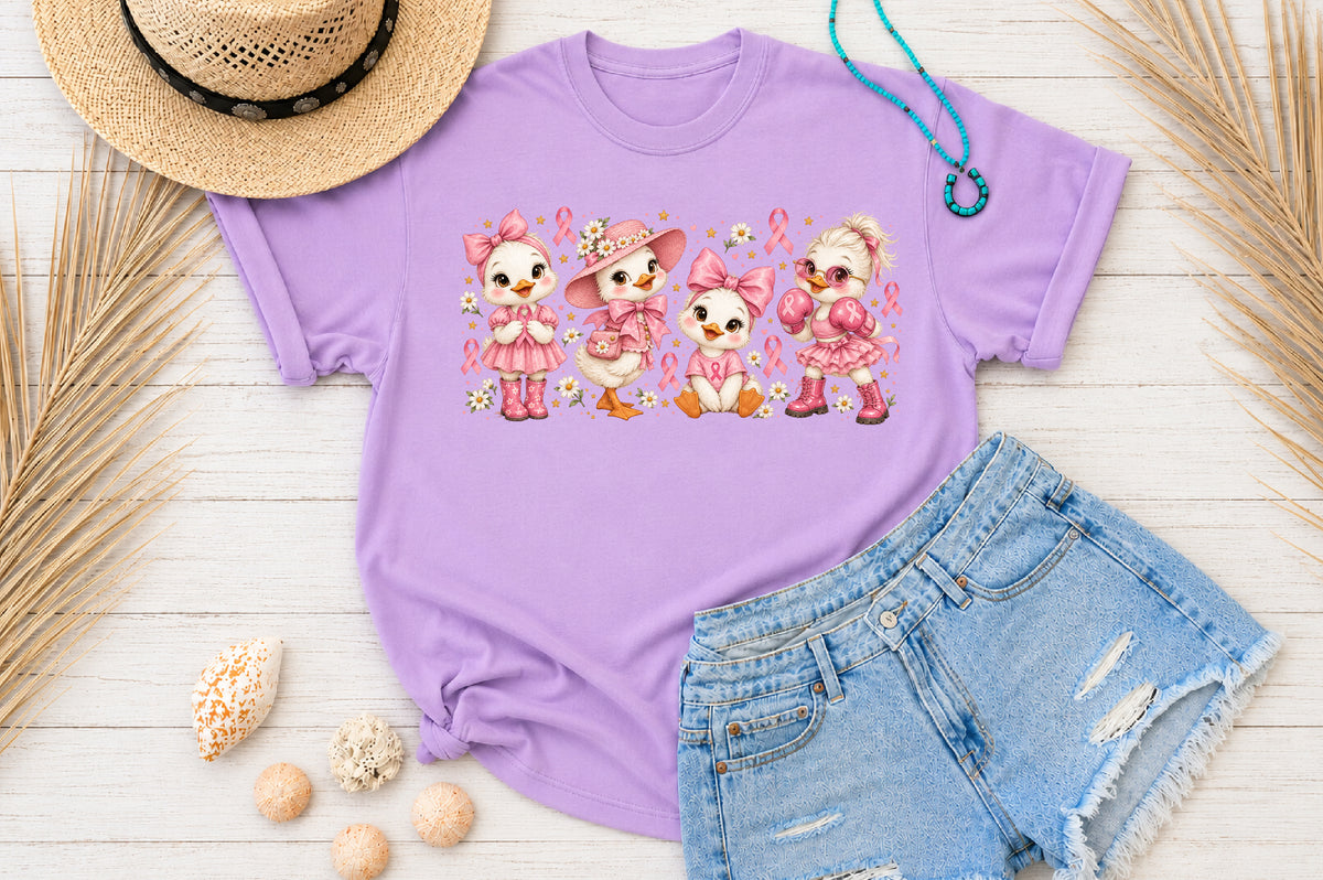 Breast Cancer Awareness Duck PNG Pink Ribbon Sublimation Design
