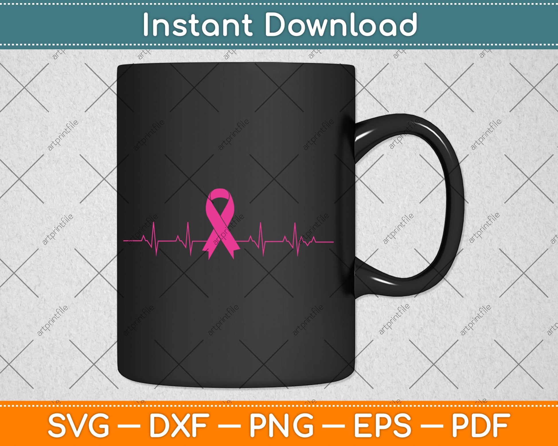 Breast Cancer Awareness Heartbeat Svg Digital Cutting File
