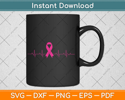 Breast Cancer Awareness Heartbeat Svg Digital Cutting File