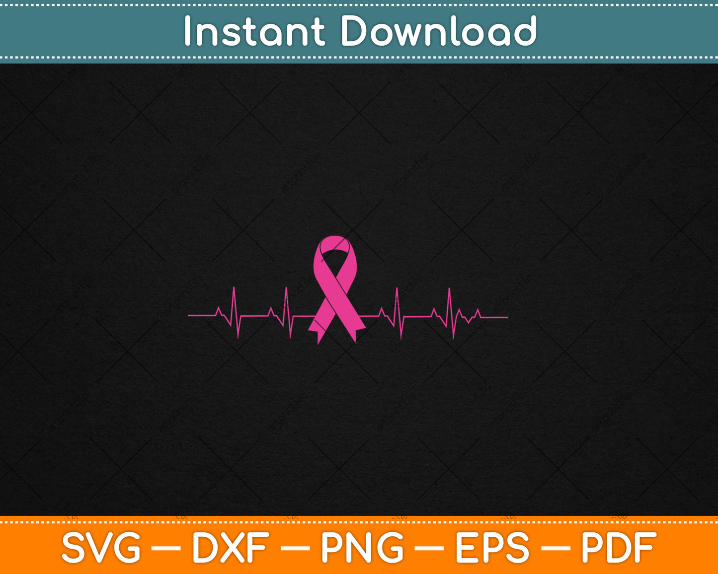 Breast Cancer Awareness Heartbeat Svg Digital Cutting File