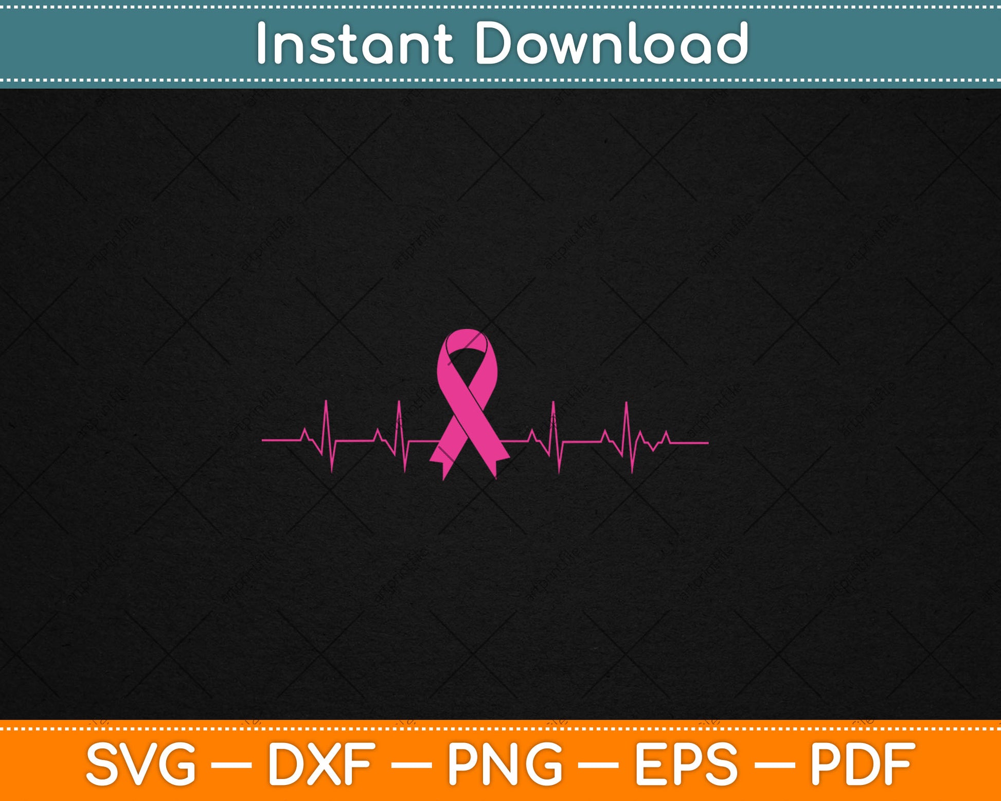 Breast Cancer Awareness Heartbeat Svg Digital Cutting File
