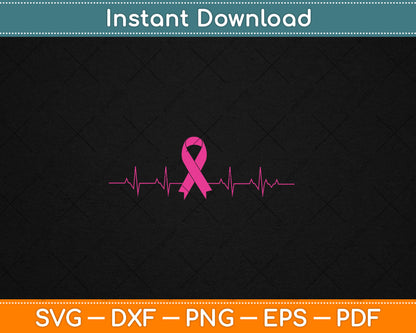 Breast Cancer Awareness Heartbeat Svg Digital Cutting File