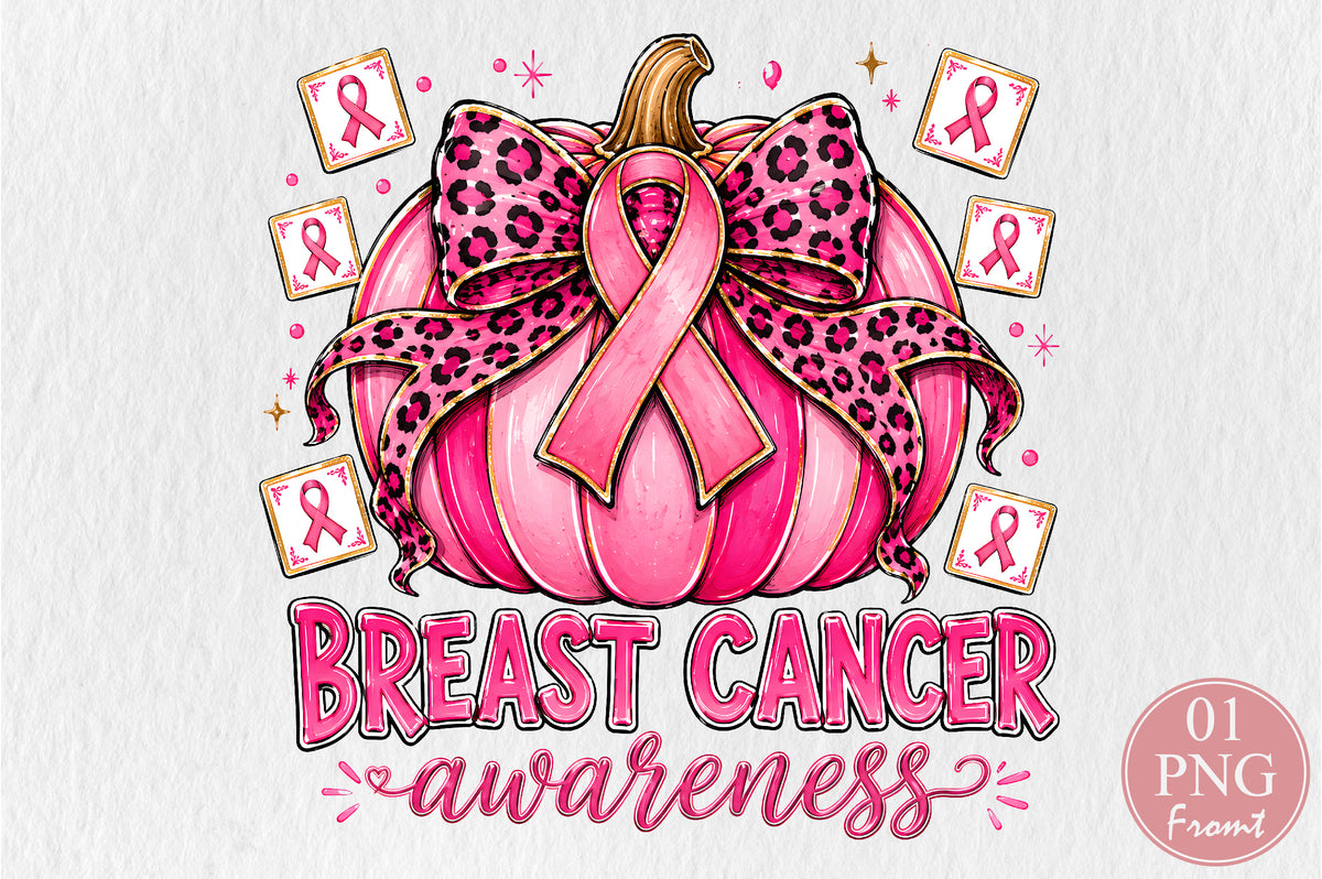 Breast Cancer Awareness PNG Pink Pumpkin Sublimation Design