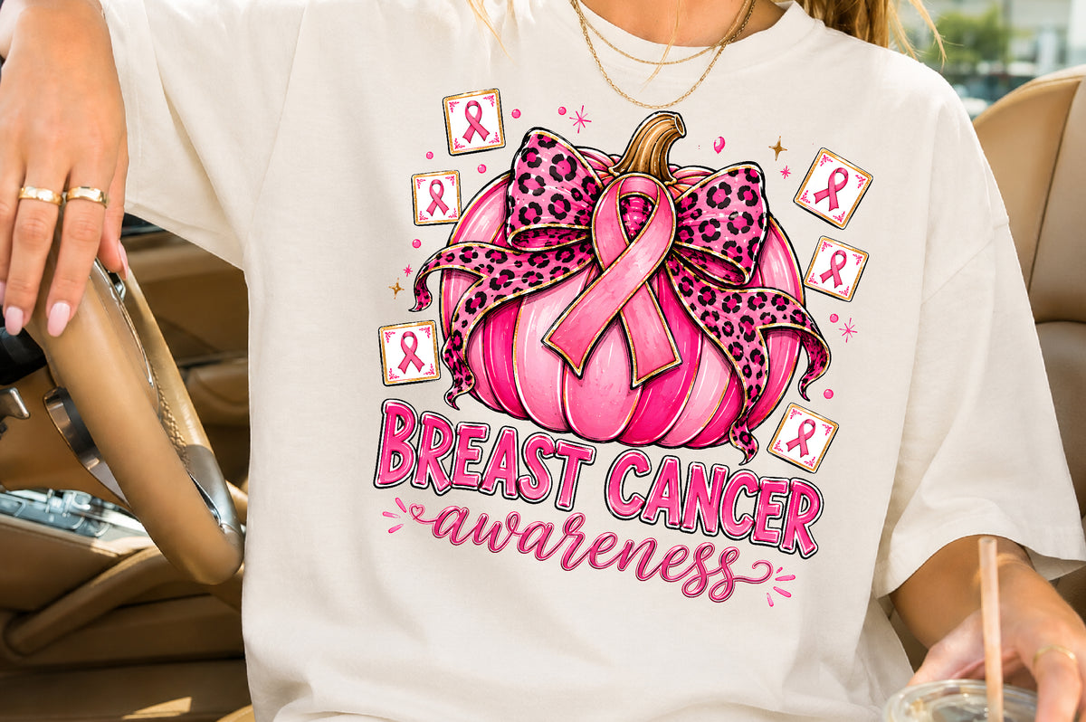 Breast Cancer Awareness PNG Pink Pumpkin Sublimation Design