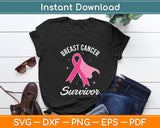 Breast Cancer Awareness Survivor Pink Ribbon Svg Digital Cutting File