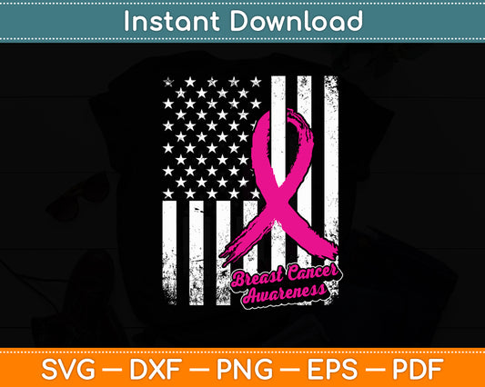 Breast Cancer Ribbon American Flag Svg Digital Cutting File