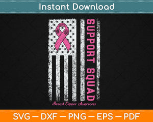 Breast Cancer Support Squad US Flag Breast Cancer Awareness Svg Digital Cutting File