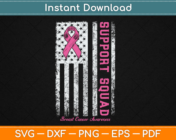 Breast Cancer Support Squad US Flag Breast Cancer Awareness Svg Digital Cutting File