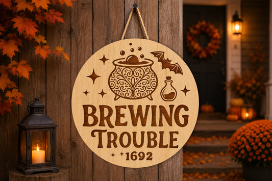 Brewing Trouble Halloween Sign SVG
