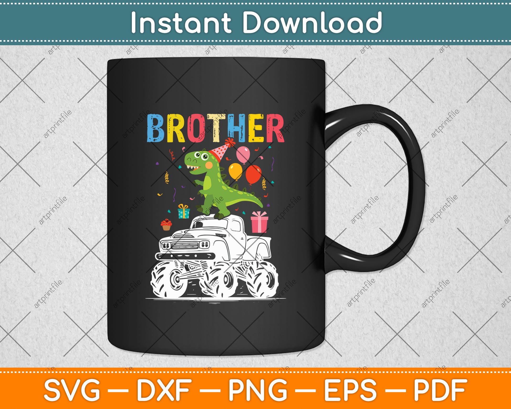 Brother Dinosaur Monster Truck Birthday Svg Digital Cutting File