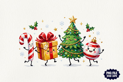 Cute Christmas Characters PNG Christmas Sublimation Holiday Clipart