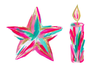 Brushstroke Christmas Clipart PNG Colorful Christmas Sublimation