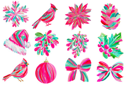 Brushstroke Christmas Clipart PNG Colorful Christmas Sublimation