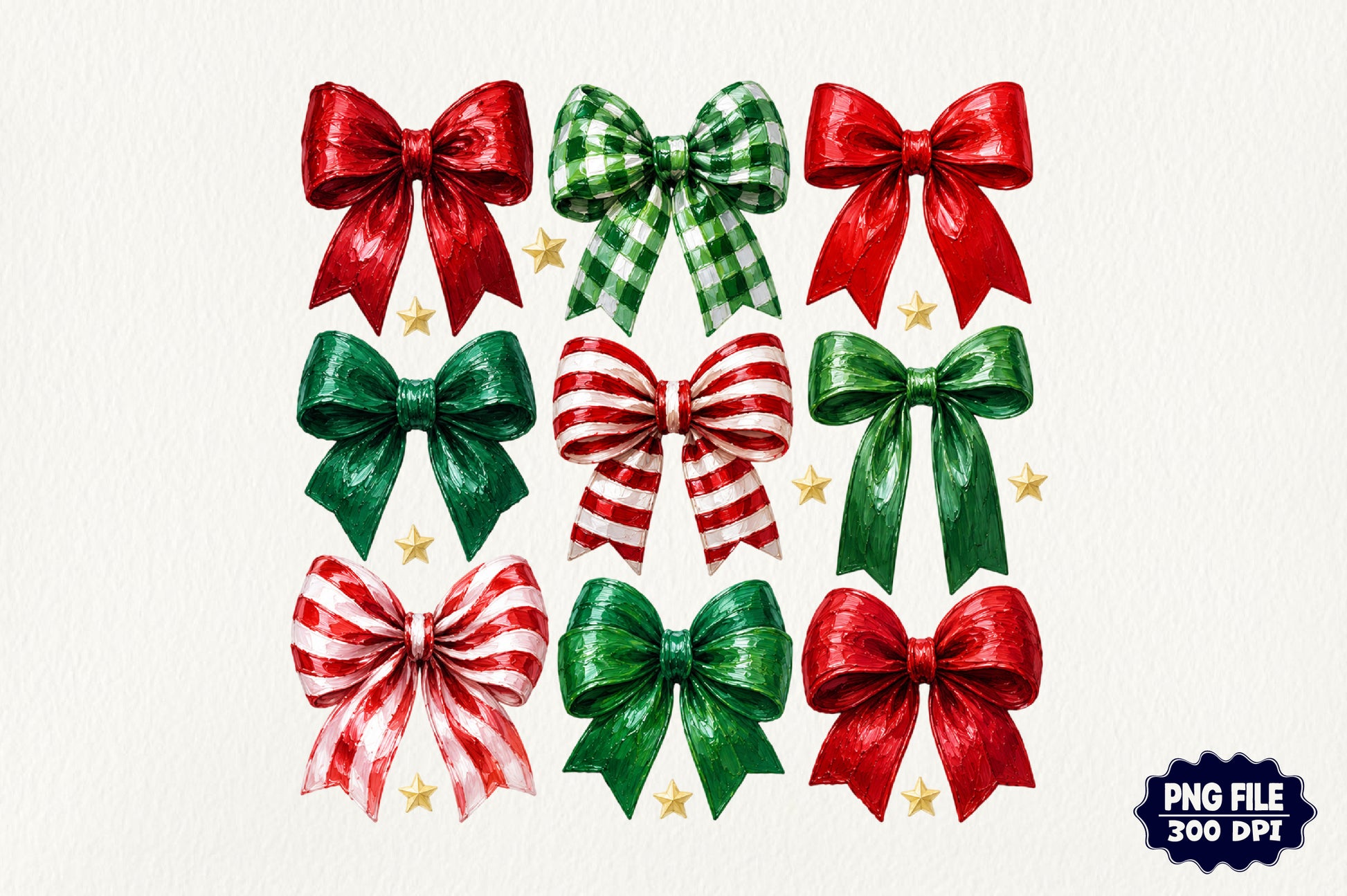 Christmas Bow PNG Bundle Red Green Holiday Ribbon Christmas Sublimation