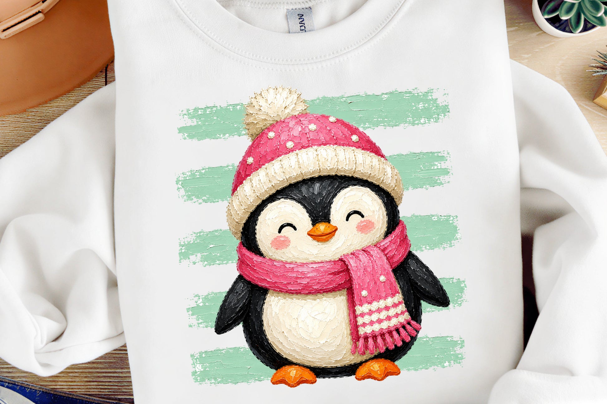 Cute Christmas Penguin PNG Winter Penguin Clipart Snowy Holiday Design
