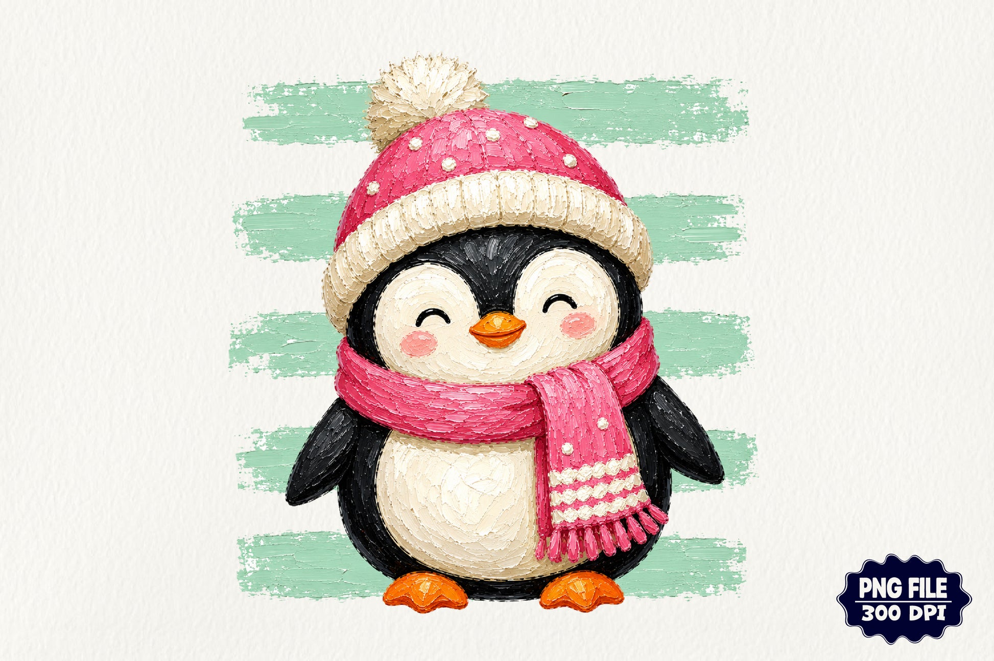 Cute Christmas Penguin PNG Winter Penguin Clipart Snowy Holiday Design