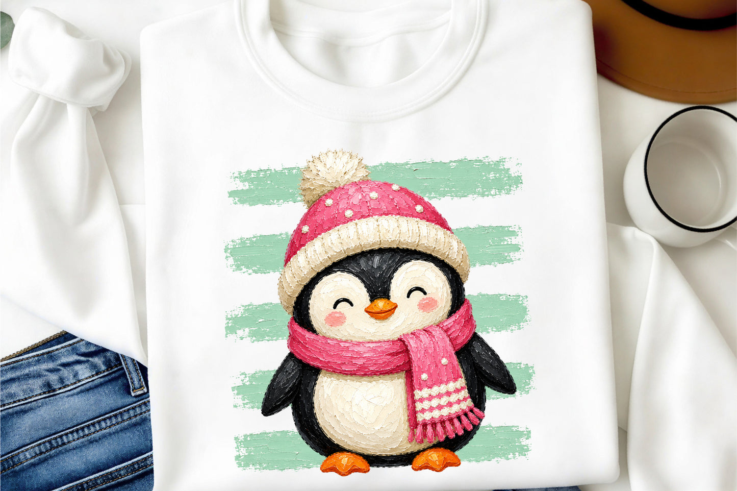 Cute Christmas Penguin PNG Winter Penguin Clipart Snowy Holiday Design