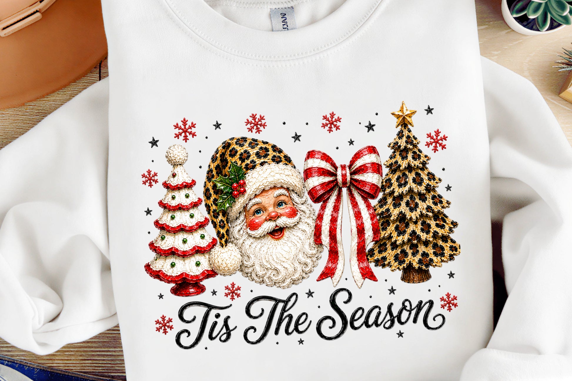 Coquette Christmas Santa PNG Tis The Season Christmas Tree Bow Holiday