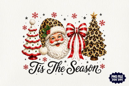 Coquette Christmas Santa PNG Tis The Season Christmas Tree Bow Holiday