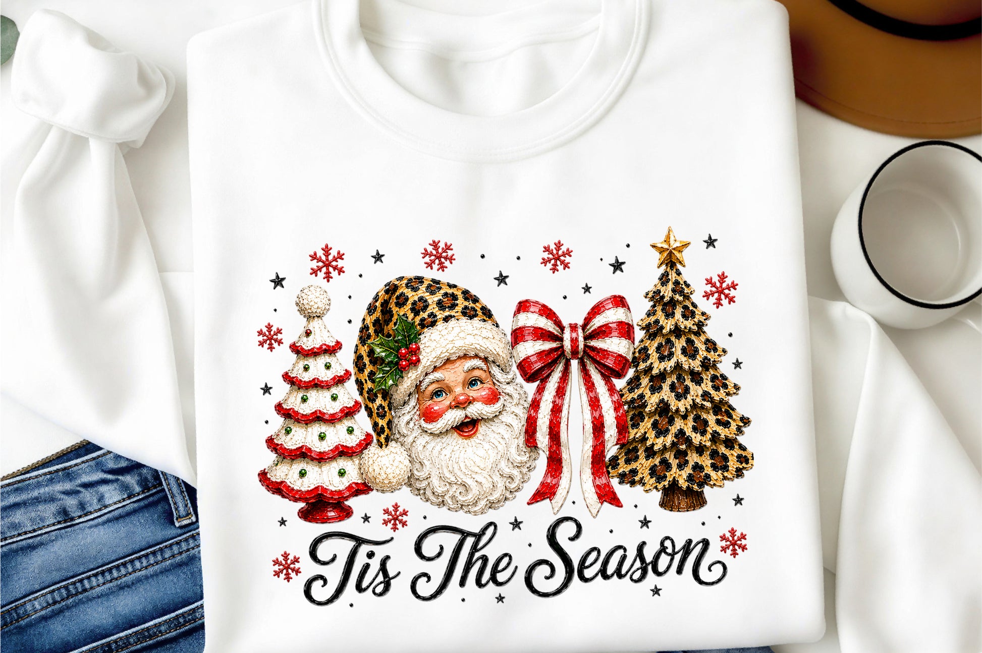 Coquette Christmas Santa PNG Tis The Season Christmas Tree Bow Holiday