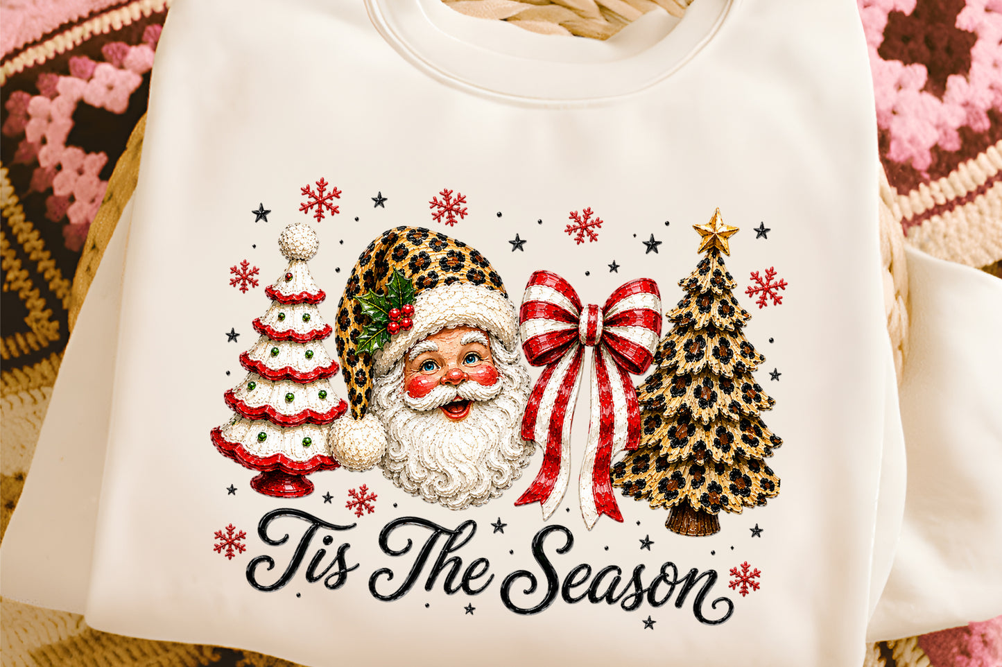 Coquette Christmas Santa PNG Tis The Season Christmas Tree Bow Holiday