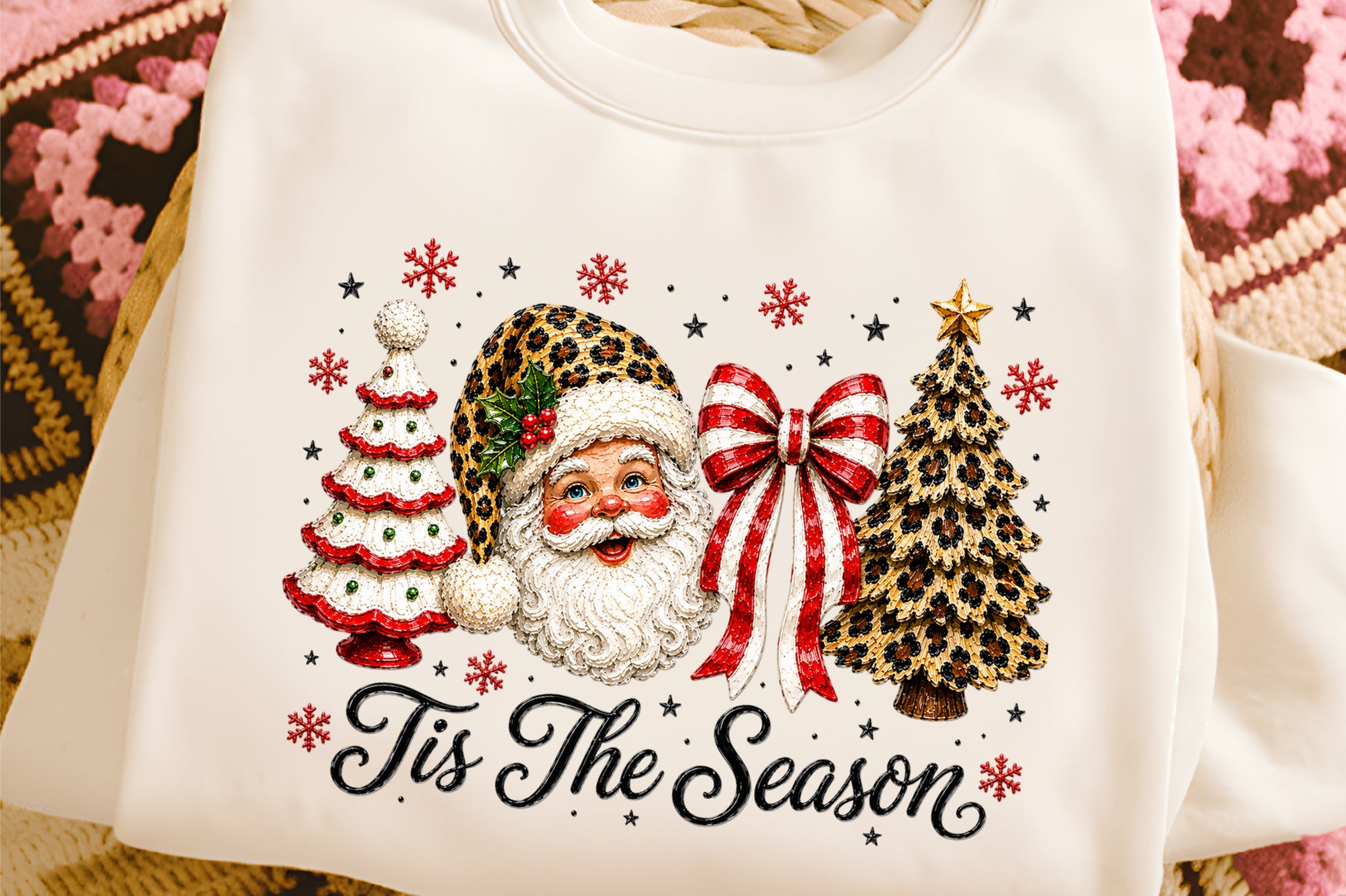 Coquette Christmas Santa PNG Tis The Season Christmas Tree Bow Holiday