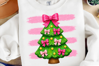 Coquette Christmas Tree PNG Pink Bow Christmas Tree Cute Holiday Clipart