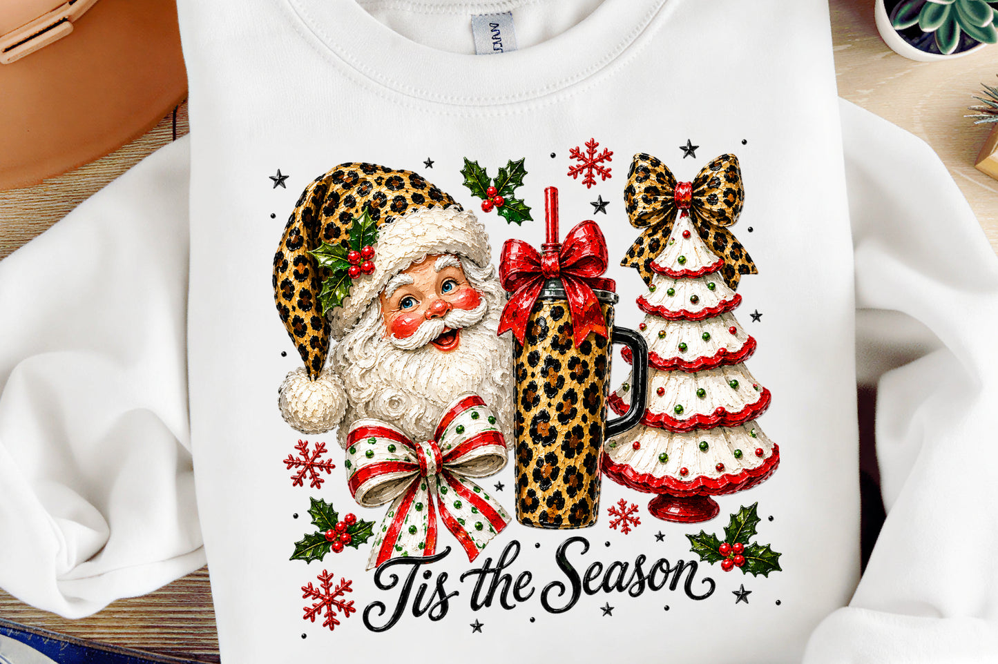 Santa Christmas PNG Leopard Santa Tumbler Tree Holiday Christmas Clipart