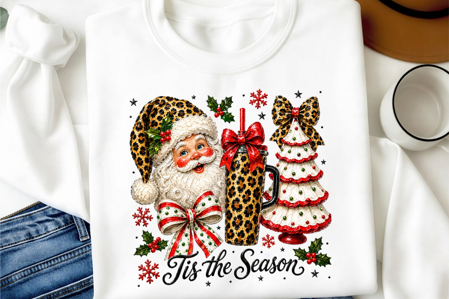 Santa Christmas PNG Leopard Santa Tumbler Tree Holiday Christmas Clipart