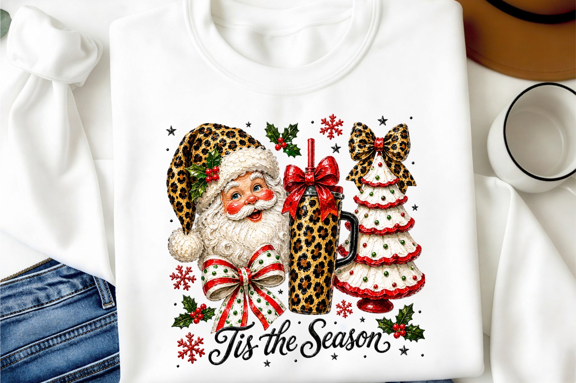 Santa Christmas PNG Leopard Santa Tumbler Tree Holiday Christmas Clipart