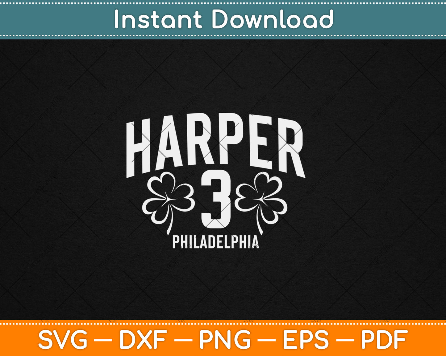 Bryce Harper Philadelphia Baseball St. Patrick's Clover Svg Digital Cutting File