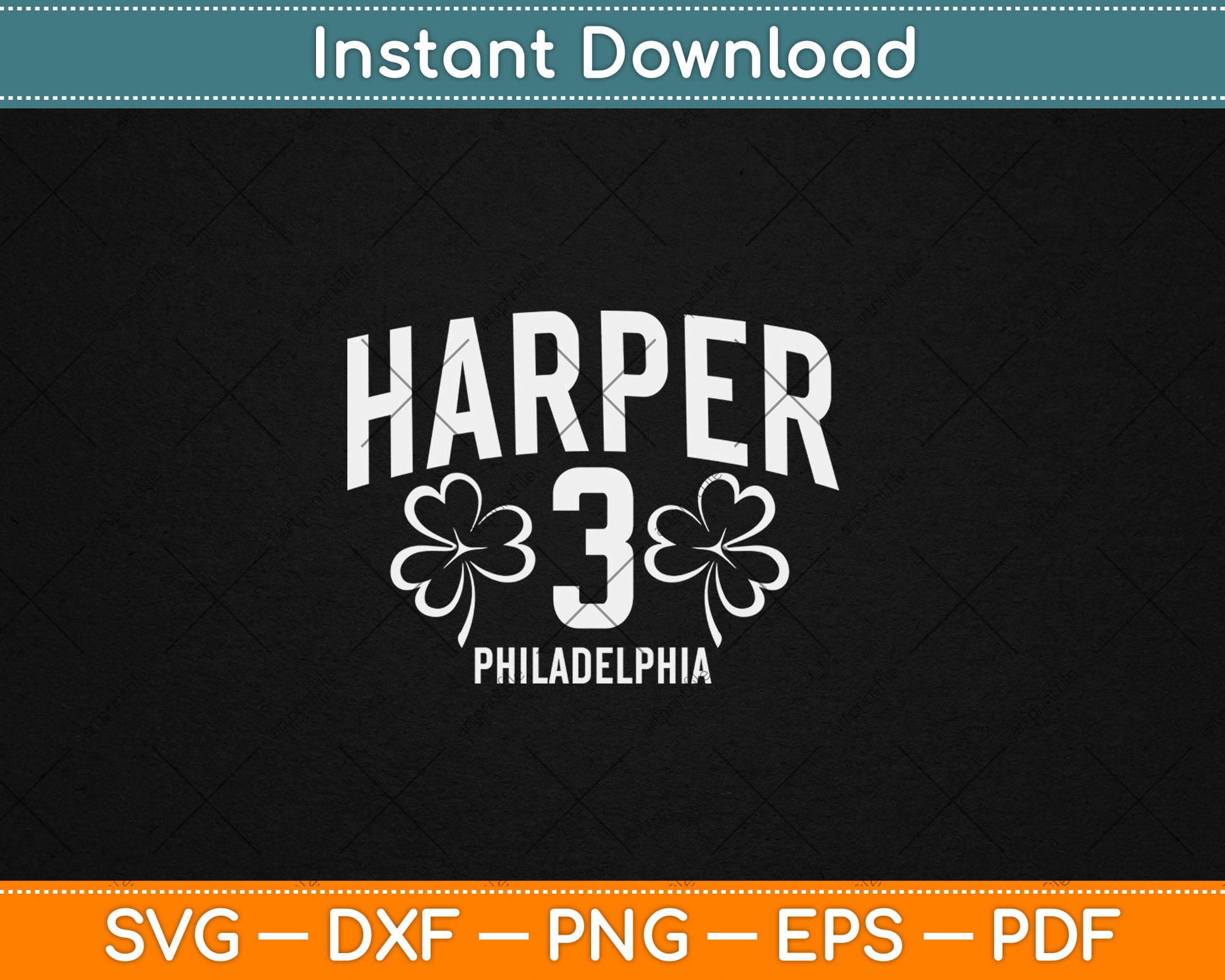 Bryce Harper Philadelphia Baseball St. Patrick's Clover Svg Digital Cutting File
