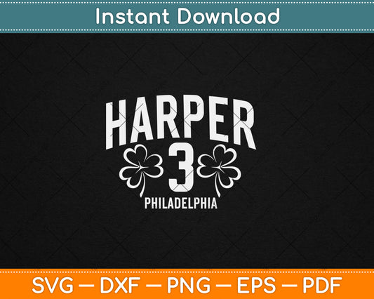 Bryce Harper Philadelphia Baseball St. Patrick's Clover Svg Digital Cutting File