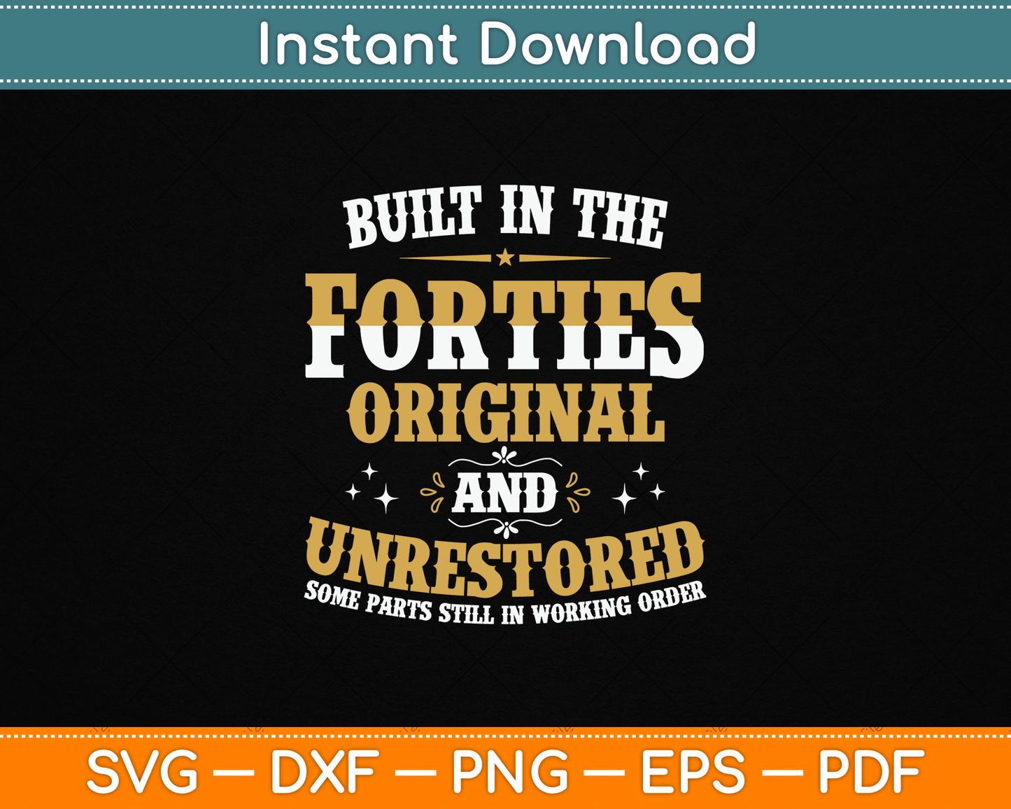 Built In The Forties Original Unrestored 70th Birthday Funny SVG Digital Cutting File