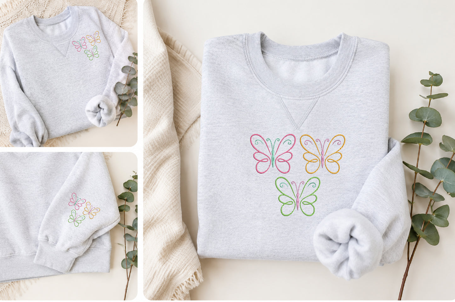 Butterfly Embroidery Design – Beautiful Butterfly Machine Embroidery Pattern, Elegant Nature & Floral Embroidery Design