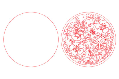 Butterfly Floral Round Wall Art SVG