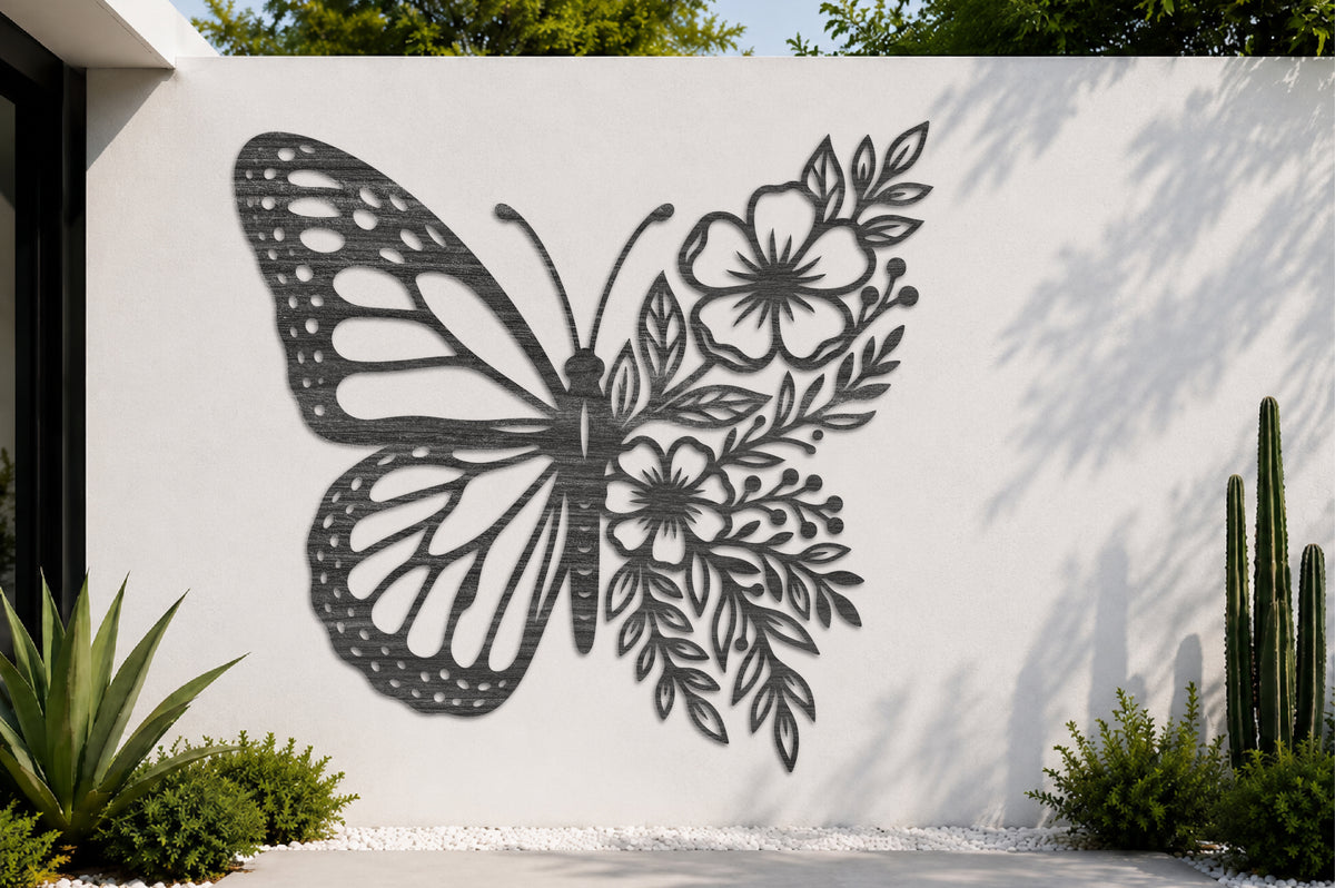 Butterfly Floral Wall Art Laser Cut SVG