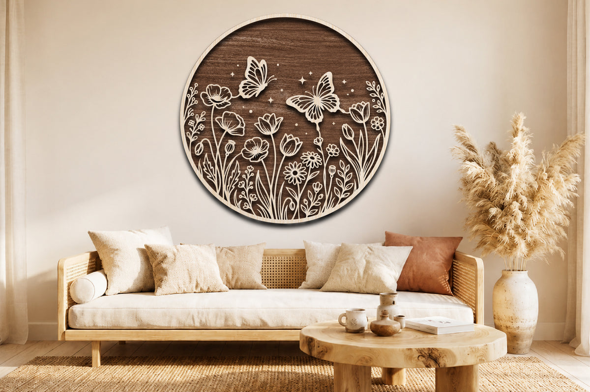 Butterfly Wildflower Round Sign SVG