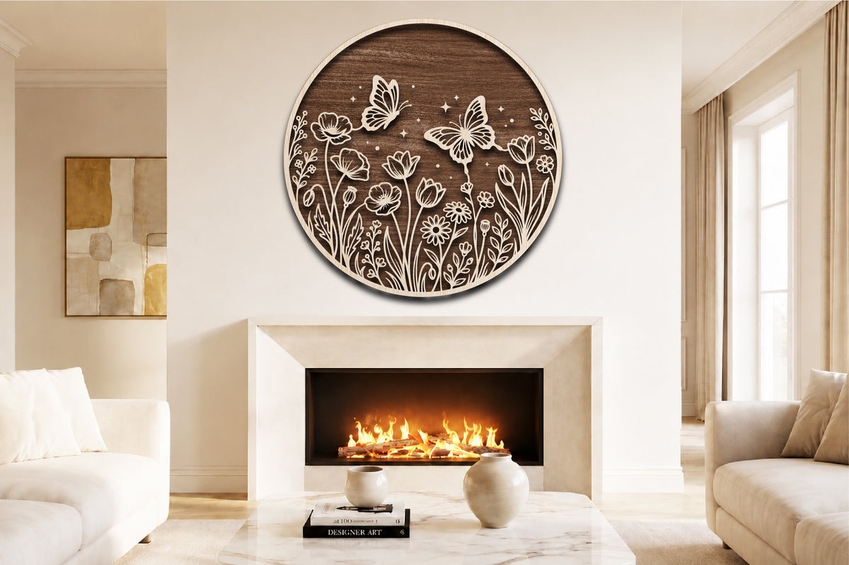Butterfly Wildflower Round Sign SVG