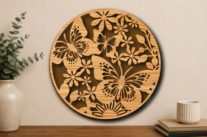Butterfly Floral Mandala Laser Cut SVG